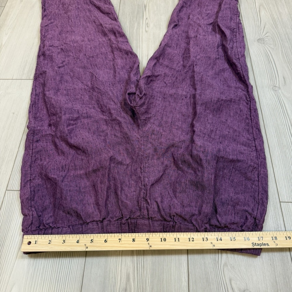 Coldwater Creek Deep Plum Cropped Linen-Blend Pants - Picture 10 of 11